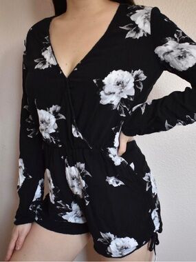 Kendall & Kylie Black Floral Wrap Dress